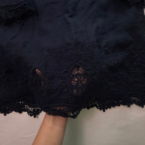 Malvin Hamburg Linen Navy Embroidered Tunic Dress Long Sleeve Boho Size S - Picture 14 of 16